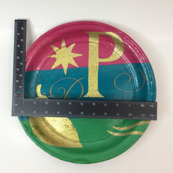 Pottery Barn Pink Green Gold Peace Decorative Tray - Picture 6 of 8